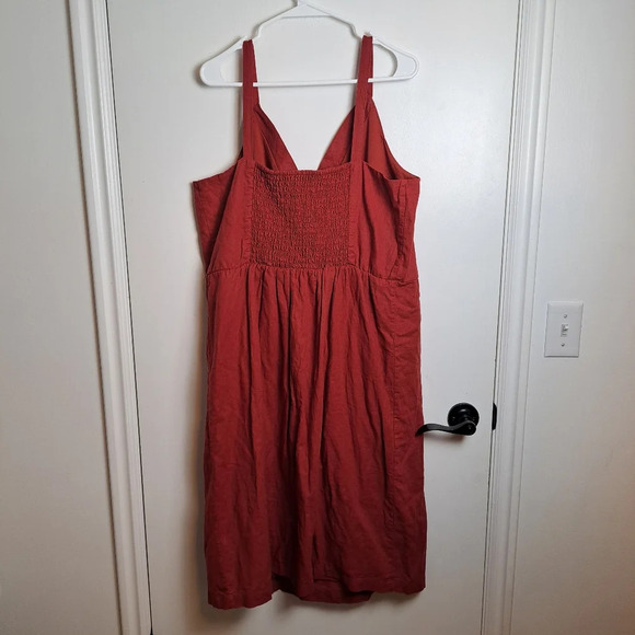 Maurices Burnt Orange Linen Blend Cottagecore Boho Knee Length Dress Size 1 (16) - Picture 4 of 8
